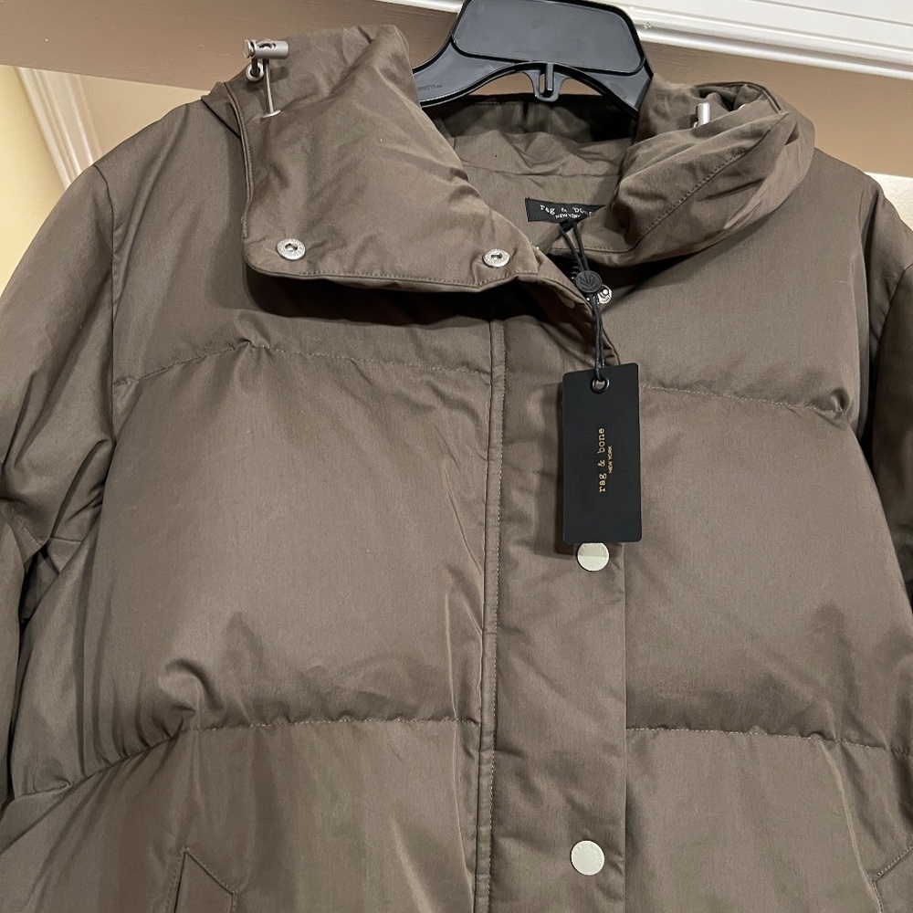 NWT Women's Rag & Bone Leonard Down Fill Puffer Jacket in Army Green Size MEDIUM - Picture 5 of 10